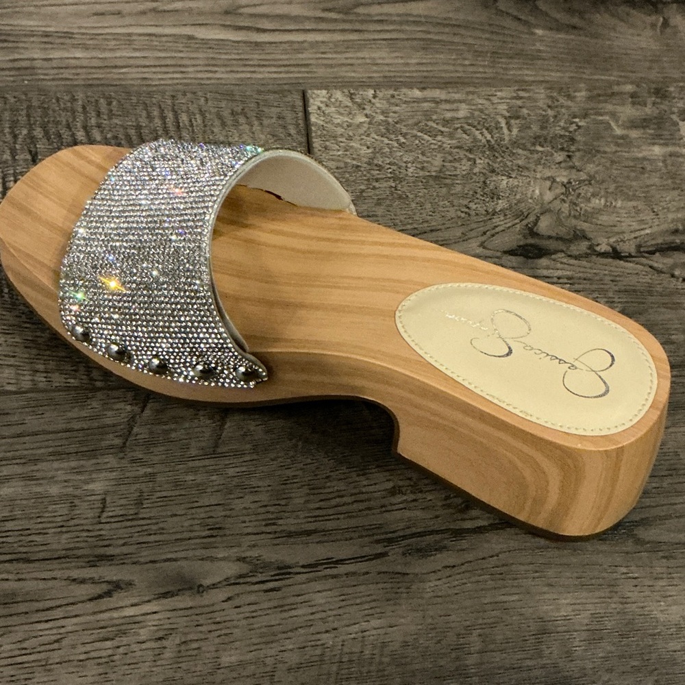Jessica Simpson Silver Rhinestone Mules
